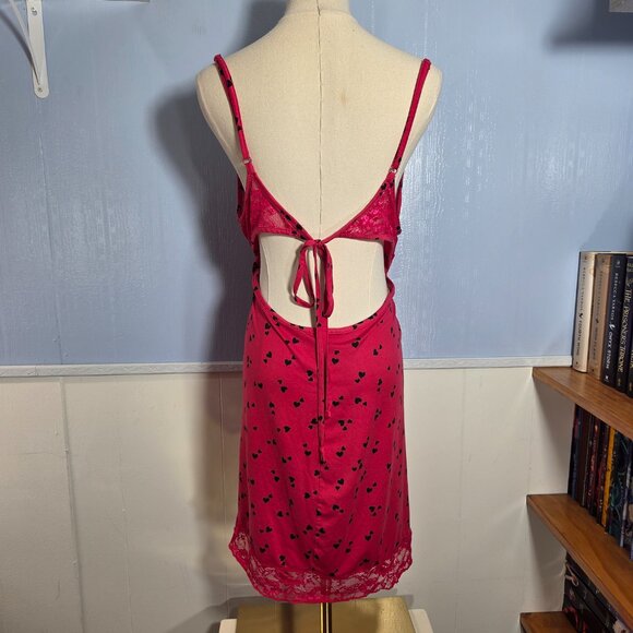 Secret Treasures 3X (22W-24W) Bright Pink Hearts Lace Trim Open Back Nightgown - Picture 5 of 12